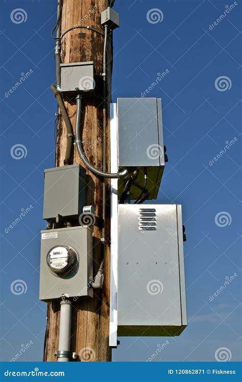 electrical pole with box on side|large electric boxes on poles.